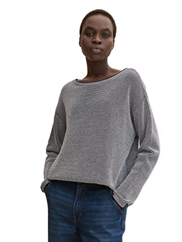 TOM TAILOR Damen Strickpullover aus Bio-Baumwolle, 30438 - Beige Bubble Structure, im Sale
